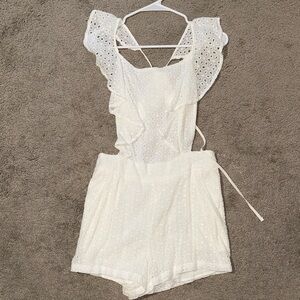 Vici White Eyelet Lace Pajama Romper